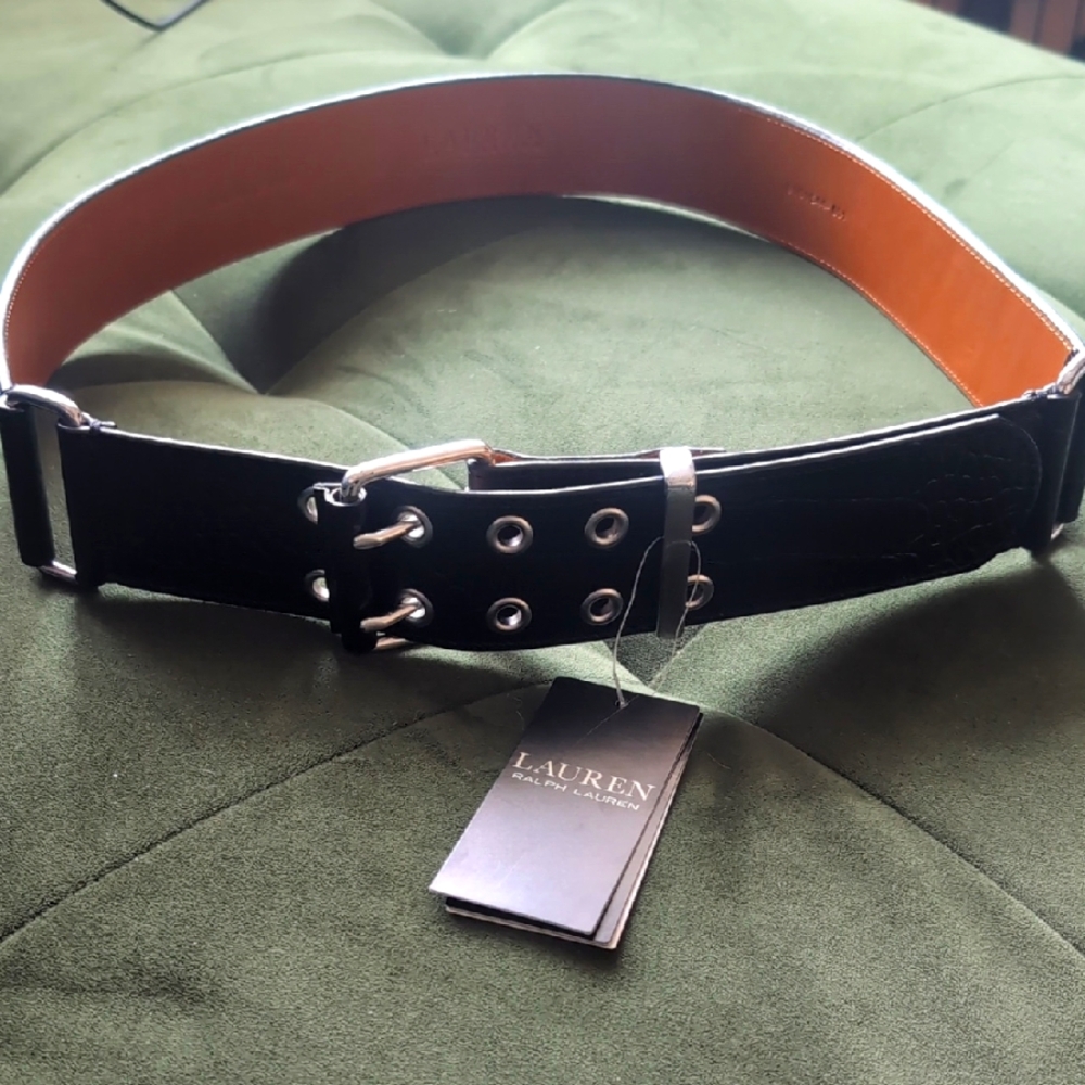 Ralph Lauren Women's Crocodile Stamped Leather Belt